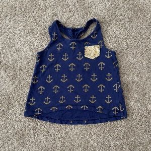 Maggie & Zoe girls blue gold sequin racerback anchor Tank Top size 4